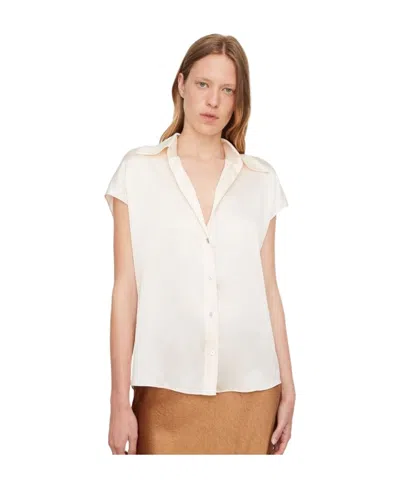 Vince Short-sleeve Silk Shirt In White