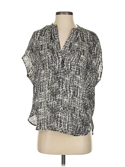 Pre-owned Vince Short Sleeve Silk Top Gray V Neck Tops