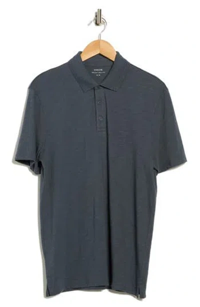 Vince Short Sleeve Slub Polo In Brown