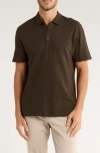 Vince Short Sleeve Slub Polo In Brown