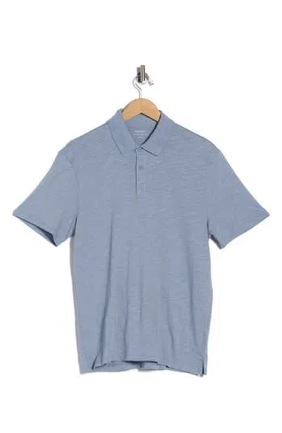 Vince Short Sleeve Slub Polo In Blue