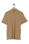 Vince Short Sleeve Slub Polo In Brown