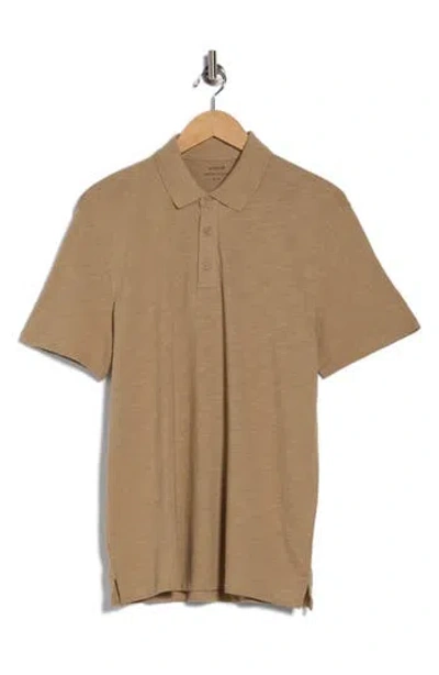 Vince Short Sleeve Slub Polo In Brown