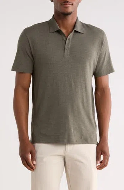 Vince Short Sleeve Slub Polo In Green