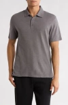 Vince Short Sleeve Slub Polo In Gray