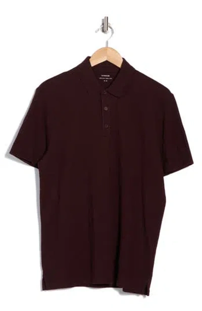 Vince Short Sleeve Slub Polo In Pinot Vino