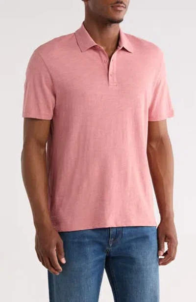 Vince Short Sleeve Slub Polo In Pink