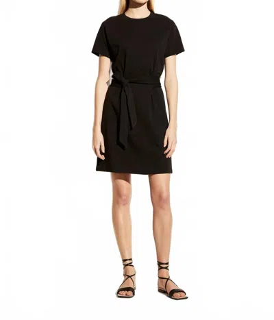 Vince Short Sleeve Tie Waist T-shirt Dress In Black