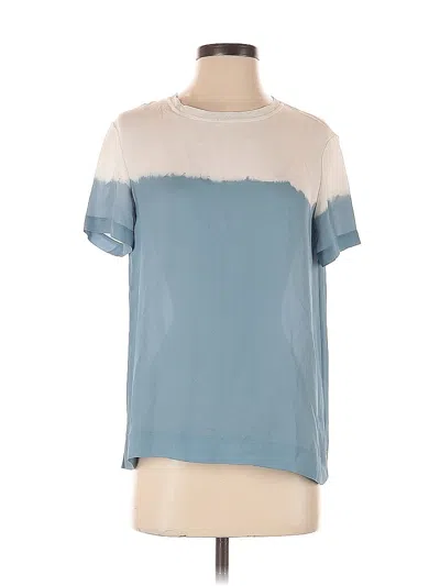 Pre-owned Vince Short Sleeve Top Blue Color Block Pattern Crew Neck Tops