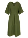 Vince Short-sleeve V-neck Dress In Grün