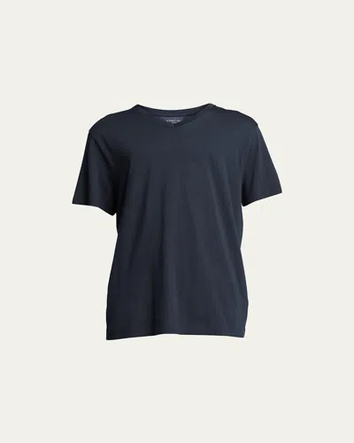 Vince Short-sleeve V-neck Jersey T-shirt, Gray In Blue