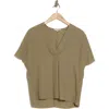 Vince Short Sleeve V-neck Top In Artichoke