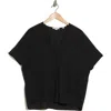 Vince Short Sleeve V-neck Top In Black