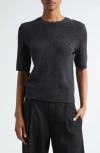 Vince Short Sleeve Wool & Alpaca Blend Sweater In Charcoal