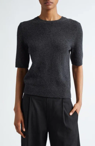 Vince Short Sleeve Wool & Alpaca Blend Sweater In Black