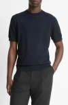 Vince Short Sleeve Wool & Cashmere Crewneck Sweater In Coastal