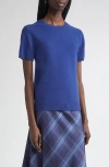 Vince Short Sleeve Wool & Cashmere Sweater In Blue