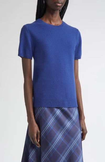 Vince Short Sleeve Wool & Cashmere Sweater In Blue