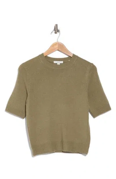 Vince Short Sleeve Wool & Cashmere Sweater In Artichoke