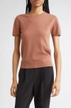 Vince Short Sleeve Wool & Cashmere Sweater In Pink