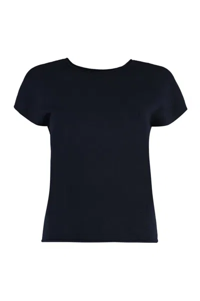 Vince Short Sleeve Wool And Cashmere Tee In Black