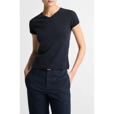 Vince Short Sleeve Wool Blend Sweater In Black
