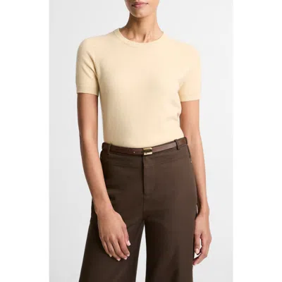 Vince Short Sleeve Wool Blend Sweater In Chamomile
