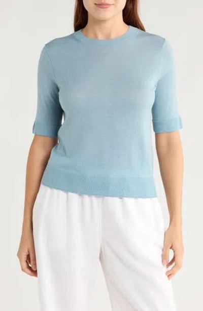 Vince Short Sleeve Wool Blend Sweater In Gold