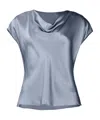 Vince Cowl Neck Silk Blouse In Blue
