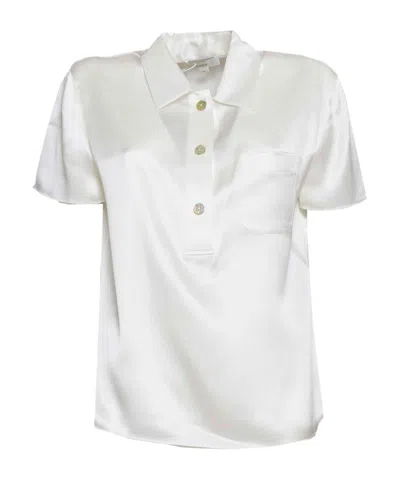 Vince Silk Polo Top In White