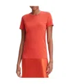 Vince Essential Crewneck Pima Cotton T-shirt In Vermillion