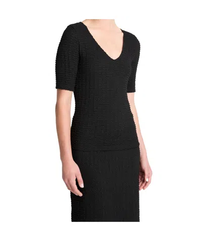 Vince Short Sleeved V-neck T-shirt In Black