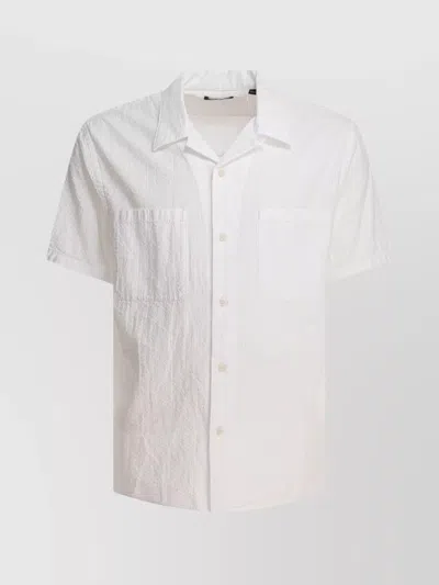 Vince Short Sleeves Textured Fabric Shirt With Chest Pockets In White