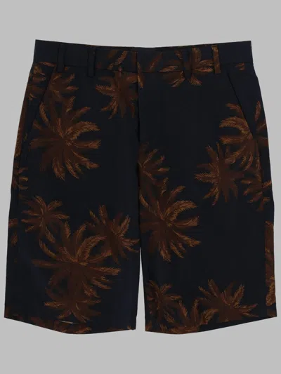 Vince Classic Cotton Shorts With Unique Stamp Print In Black