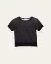 Vince Short-sleeve Double-layer Tee In Black
