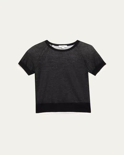 Vince Short-sleeve Double-layer Tee In Black