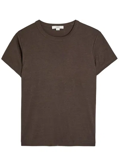 Vince Shrunken 90s Cotton And Modal-blend T-shirt In Brown