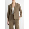 Vince Linen Blend Shrunken Blazer In Moss Smoke