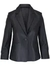 Vince Shrunken Leather Blazer In Schwarz
