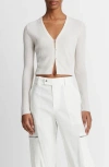 Vince Shrunken Cashmere Silk Cardigan In Off White