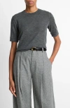 Vince Shrunken Crewneck Wool T-shirt In Gray