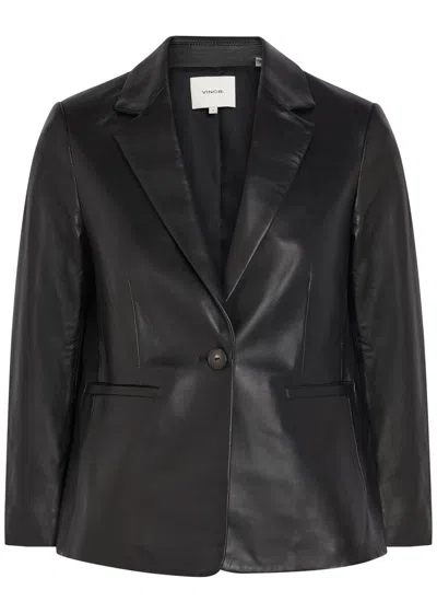 Vince Shrunken Leather Blazer In Black