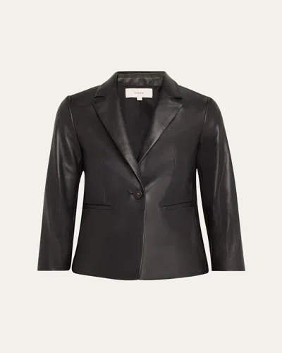 Vince Shrunken Leather Blazer In Black