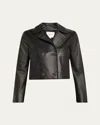 Vince Shrunken Leather Peacoat In Shrunken Leather Peacoat