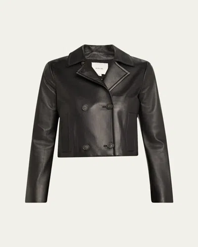 Vince Shrunken Leather Peacoat