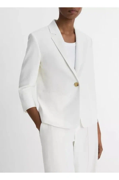 Vince Shrunken Linen Jacket In Off White