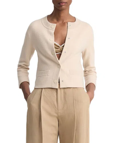 Vince Shrunken Snap Wool-blend Cardigan In Animal Print