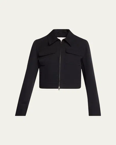 Vince Shrunken Stretch Cotton Jacket In Black