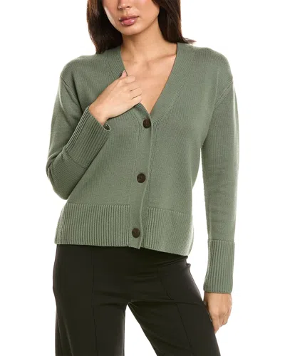 Vince Shrunken Weekend Wool-blend Cardigan In Green