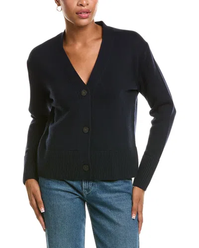 Vince Shrunken Weekend Wool-blend Cardigan In Blue